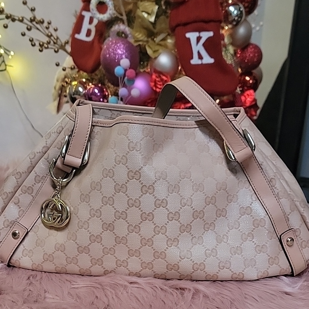 Gucci Pink Monogram Pelham Tote Bag Authentic preloved